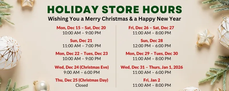 Holiday Store Hours at Lovette Jewelers